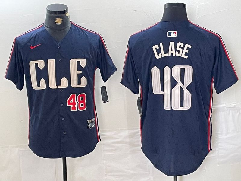 Men Cleveland Indians #48 Clase Blue City Edition Nike 2024 MLB Jersey style 3